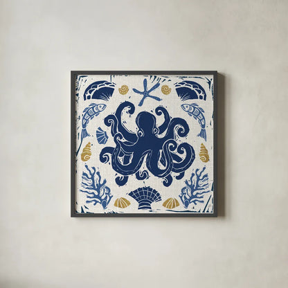 Primitive Sea IV by Daphne Brissonnet. Shown in a sleek black glass frame for a contemporary gallery look. Available as an archival giclee rolled canvas, fine art paper, or poster print. SKU 63857a.