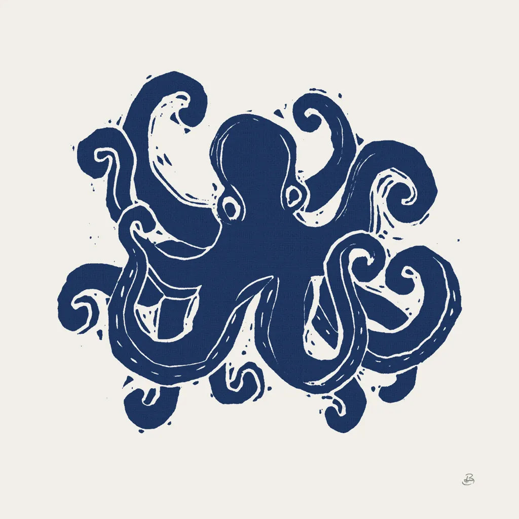 Primitive Sea IV Navy by Daphne Brissonnet. SKU 65666a. Archival Giclee Fine art print for wall decor.