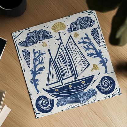 Primitive Sea V by Daphne Brissonnet. Shown as a detailed flat fine art print, highlighting archival giclee quality. Available as an archival giclee rolled canvas, fine art paper, or poster print. SKU 63858a.