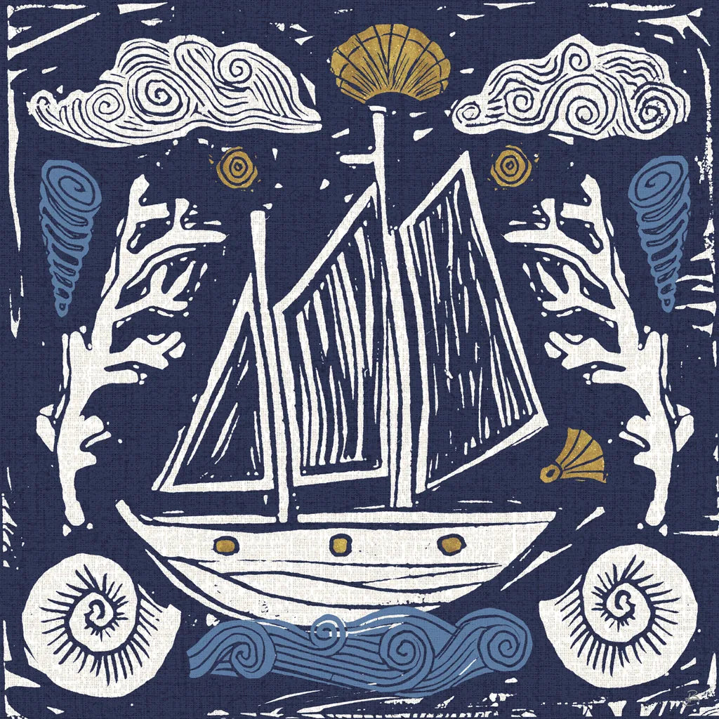 Primitive Sea V Dark by Daphne Brissonnet. SKU 63866a. Archival Giclee Fine art print for wall decor.