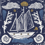 Primitive Sea V Dark by Daphne Brissonnet. SKU 63866a. Archival Giclee Fine art print for wall decor.