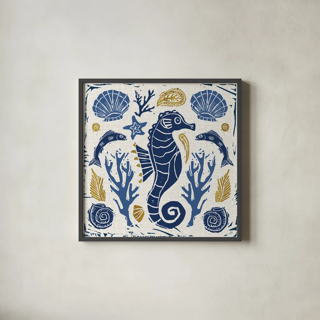 Primitive Sea VI by Daphne Brissonnet. Shown in a sleek black glass frame for a contemporary gallery look. Available as an archival giclee rolled canvas, fine art paper, or poster print. SKU 63859a.