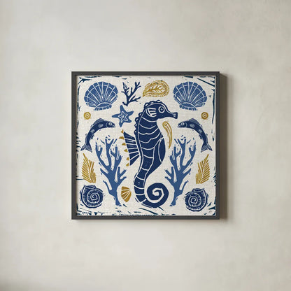 Primitive Sea VI by Daphne Brissonnet. Shown in a sleek black glass frame for a contemporary gallery look. Available as an archival giclee rolled canvas, fine art paper, or poster print. SKU 63859a.