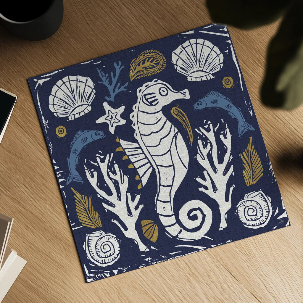 Primitive Sea VI Dark by Daphne Brissonnet. Shown as a detailed flat fine art print, highlighting archival giclee quality. Available as an archival giclee rolled canvas, fine art paper, or poster print. SKU 63867a.