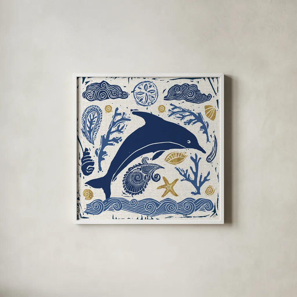 Primitive Sea VIII by Daphne Brissonnet. Shown in a crisp white glass frame for a clean and minimalist style. Available as an archival giclee rolled canvas, fine art paper, or poster print. SKU 63861a.