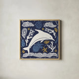 Primitive Sea VIII Dark by Daphne Brissonnet. Shown in a natural wood glass frame for a timeless modern aesthetic. Available as an archival giclee rolled canvas, fine art paper, or poster print. SKU 63869a.