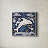 Primitive Sea VIII Dark by Daphne Brissonnet. Shown in a crisp white glass frame for a clean and minimalist style. Available as an archival giclee rolled canvas, fine art paper, or poster print. SKU 63869a.