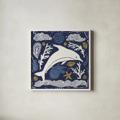 Primitive Sea VIII Dark by Daphne Brissonnet. Shown in a crisp white glass frame for a clean and minimalist style. Available as an archival giclee rolled canvas, fine art paper, or poster print. SKU 63869a.