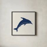 Primitive Sea VIII Navy by Daphne Brissonnet. Shown in a sleek black glass frame for a contemporary gallery look. Available as an archival giclee rolled canvas, fine art paper, or poster print. SKU 65668a.