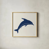 Primitive Sea VIII Navy by Daphne Brissonnet. Shown in a natural wood glass frame for a timeless modern aesthetic. Available as an archival giclee rolled canvas, fine art paper, or poster print. SKU 65668a.
