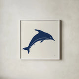 Primitive Sea VIII Navy by Daphne Brissonnet. Shown in a crisp white glass frame for a clean and minimalist style. Available as an archival giclee rolled canvas, fine art paper, or poster print. SKU 65668a.