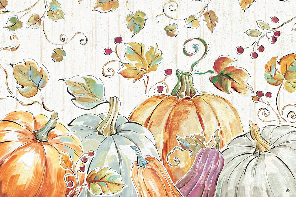 Pumpkin Patch I by Daphne Brissonnet. SKU 38491i. Archival Giclee Fine art print for wall decor.