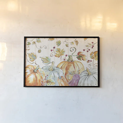 Pumpkin Patch I by Daphne Brissonnet. shown as a paper print in a black flame. Available as a archival giclee rolled canvas, fine art paper, or poster print. SKU 38491i.