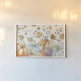 Pumpkin Patch I by Daphne Brissonnet. shown as a paper print in a white frame. Available as a archival giclee rolled canvas, fine art paper, or poster print. SKU 38491i.