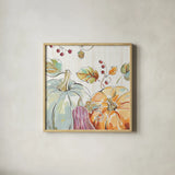 Pumpkin Patch II by Daphne Brissonnet. Shown in a natural wood glass frame for a timeless modern aesthetic. Available as an archival giclee rolled canvas, fine art paper, or poster print. SKU 38492a.