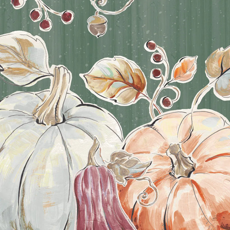 Pumpkin Patch II Dark by Daphne Brissonnet. SKU 59588a. Archival Giclee Fine art print for wall decor.