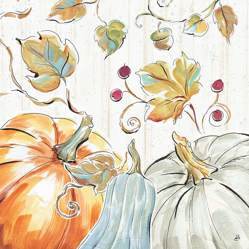 Pumpkin Patch III by Daphne Brissonnet. SKU 38493a. Archival Giclee Fine art print for wall decor.