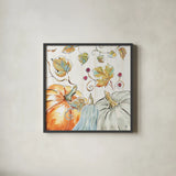 Pumpkin Patch III by Daphne Brissonnet. Shown in a sleek black glass frame for a contemporary gallery look. Available as an archival giclee rolled canvas, fine art paper, or poster print. SKU 38493a.
