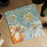 Pumpkin Patch III Aqua by Daphne Brissonnet. Shown as a detailed flat fine art print, highlighting archival giclee quality. Available as an archival giclee rolled canvas, fine art paper, or poster print. SKU 38507a.