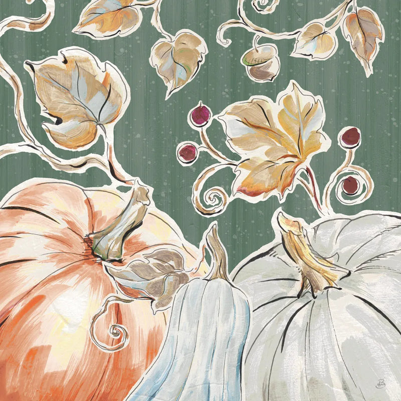 Pumpkin Patch III Dark by Daphne Brissonnet. SKU 59589a. Archival Giclee Fine art print for wall decor.