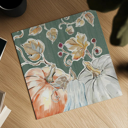 Pumpkin Patch III Dark by Daphne Brissonnet. Shown as a detailed flat fine art print, highlighting archival giclee quality. Available as an archival giclee rolled canvas, fine art paper, or poster print. SKU 59589a.