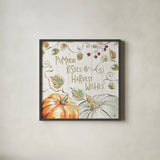 Pumpkin Patch IV by Daphne Brissonnet. Shown in a sleek black glass frame for a contemporary gallery look. Available as an archival giclee rolled canvas, fine art paper, or poster print. SKU 38494a.