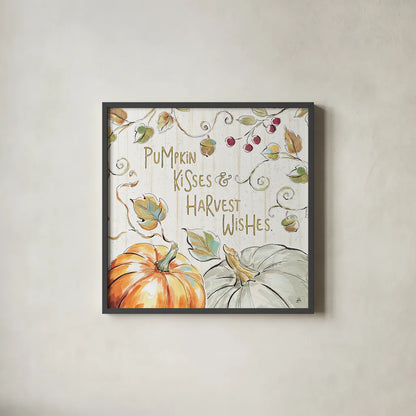 Pumpkin Patch IV by Daphne Brissonnet. Shown in a sleek black glass frame for a contemporary gallery look. Available as an archival giclee rolled canvas, fine art paper, or poster print. SKU 38494a.