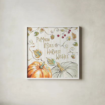 Pumpkin Patch IV by Daphne Brissonnet. Shown in a crisp white glass frame for a clean and minimalist style. Available as an archival giclee rolled canvas, fine art paper, or poster print. SKU 38494a.