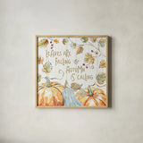 Pumpkin Patch VI by Daphne Brissonnet. Shown in a natural wood glass frame for a timeless modern aesthetic. Available as an archival giclee rolled canvas, fine art paper, or poster print. SKU 38496a.