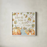 Pumpkin Patch VI by Daphne Brissonnet. Shown in a crisp white glass frame for a clean and minimalist style. Available as an archival giclee rolled canvas, fine art paper, or poster print. SKU 38496a.