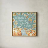 Pumpkin Patch VI Aqua by Daphne Brissonnet. Shown in a natural wood glass frame for a timeless modern aesthetic. Available as an archival giclee rolled canvas, fine art paper, or poster print. SKU 38510a.