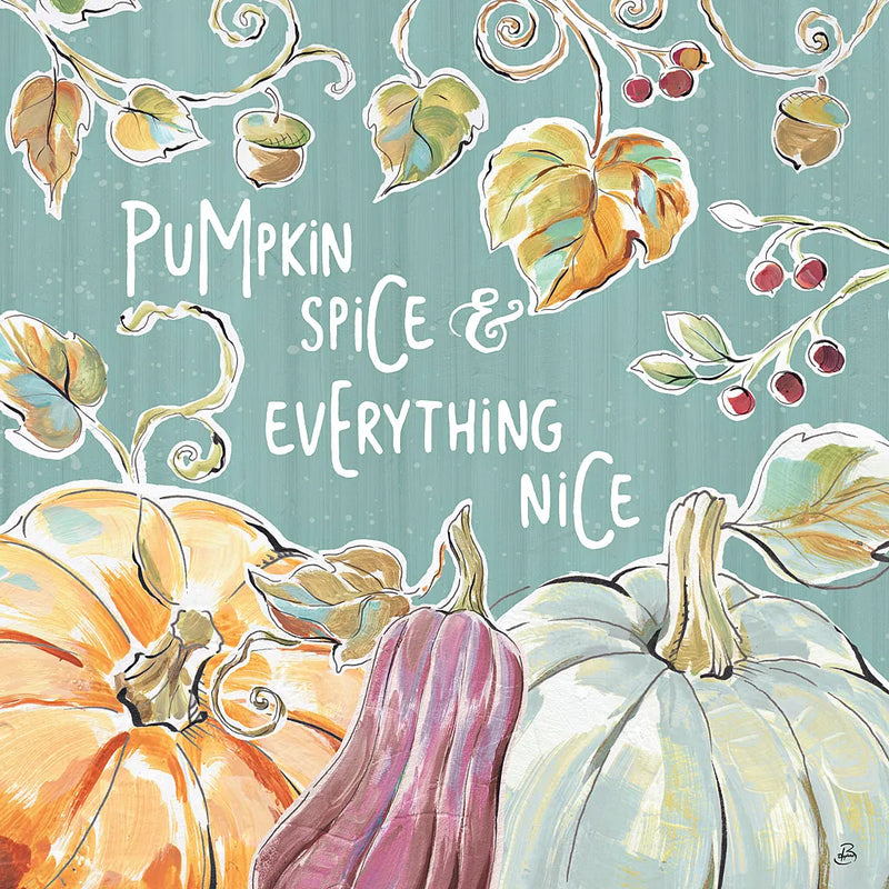 Pumpkin Patch VII Aqua by Daphne Brissonnet. SKU 38511a. Archival Giclee Fine art print for wall decor.