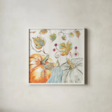 Pumpkin Patch X by Daphne Brissonnet. Shown in a crisp white glass frame for a clean and minimalist style. Available as an archival giclee rolled canvas, fine art paper, or poster print. SKU 38500a.