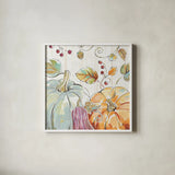 Pumpkin Patch XI by Daphne Brissonnet. Shown in a crisp white glass frame for a clean and minimalist style. Available as an archival giclee rolled canvas, fine art paper, or poster print. SKU 38501a.
