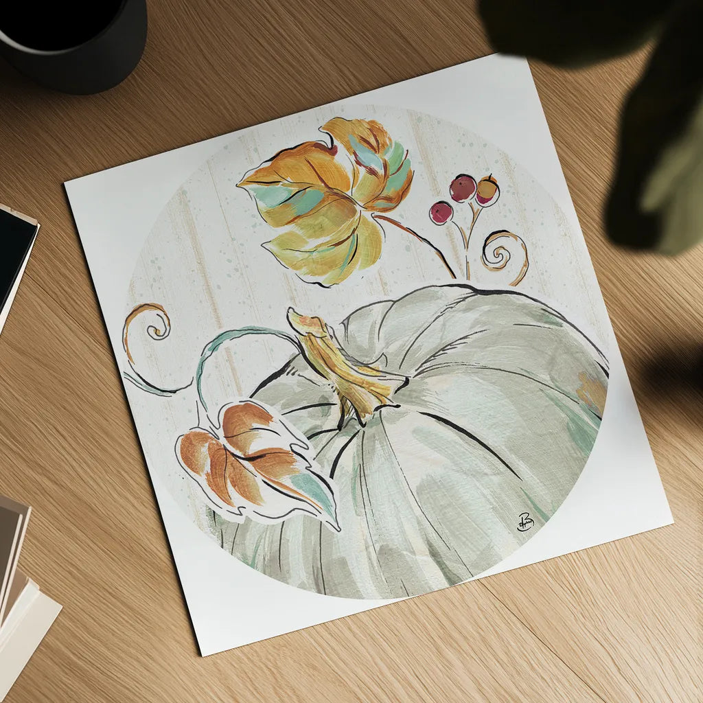 Pumpkin Patch XII by Daphne Brissonnet. Shown as a detailed flat fine art print, highlighting archival giclee quality. Available as an archival giclee rolled canvas, fine art paper, or poster print. SKU 38502a.