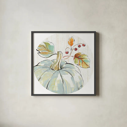 Pumpkin Patch XIII by Daphne Brissonnet. Shown in a sleek black glass frame for a contemporary gallery look. Available as an archival giclee rolled canvas, fine art paper, or poster print. SKU 38503a.