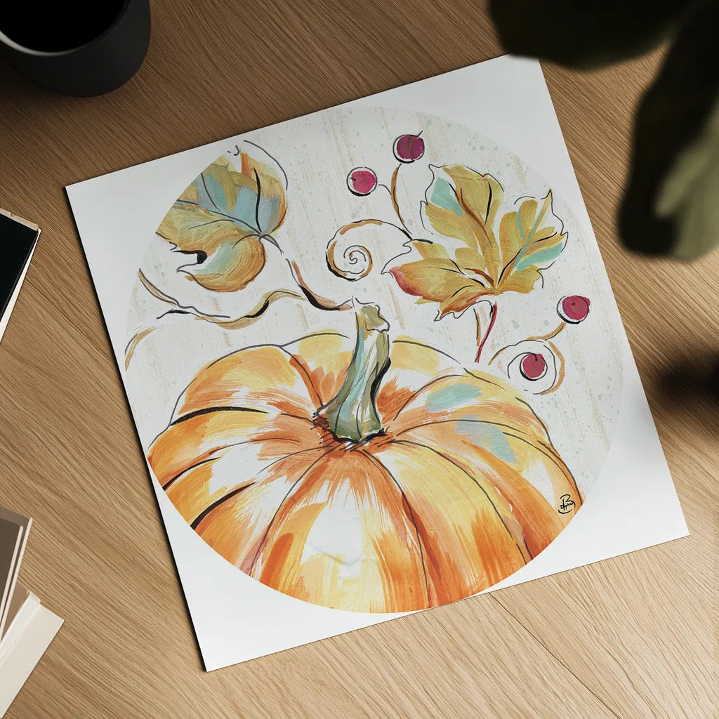 Pumpkin Patch XIV by Daphne Brissonnet. Shown as a detailed flat fine art print, highlighting archival giclee quality. Available as an archival giclee rolled canvas, fine art paper, or poster print. SKU 38504a.