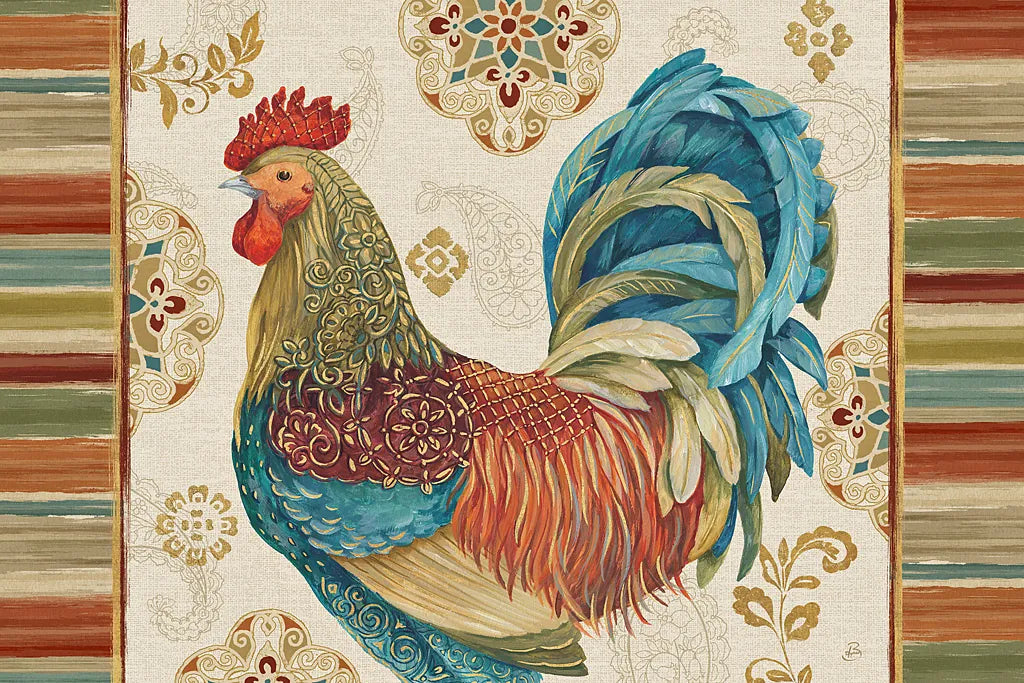 Rooster Rainbow IIA by Daphne Brissonnet. SKU 24872i. Archival Giclee Fine art print for wall decor.