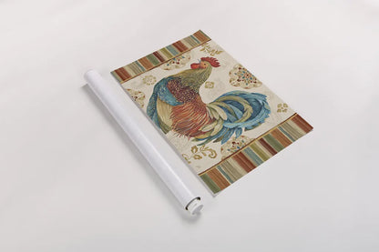 Rooster Rainbow IIA by Daphne Brissonnet. shown as a rolled paper print. Available as archival giclee rolled canvas, fine art paper, or poster print. SKU 24872i.