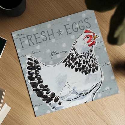 Roosters Call II by Daphne Brissonnet. Shown as a detailed flat fine art print, highlighting archival giclee quality. Available as an archival giclee rolled canvas, fine art paper, or poster print. SKU 37488a.