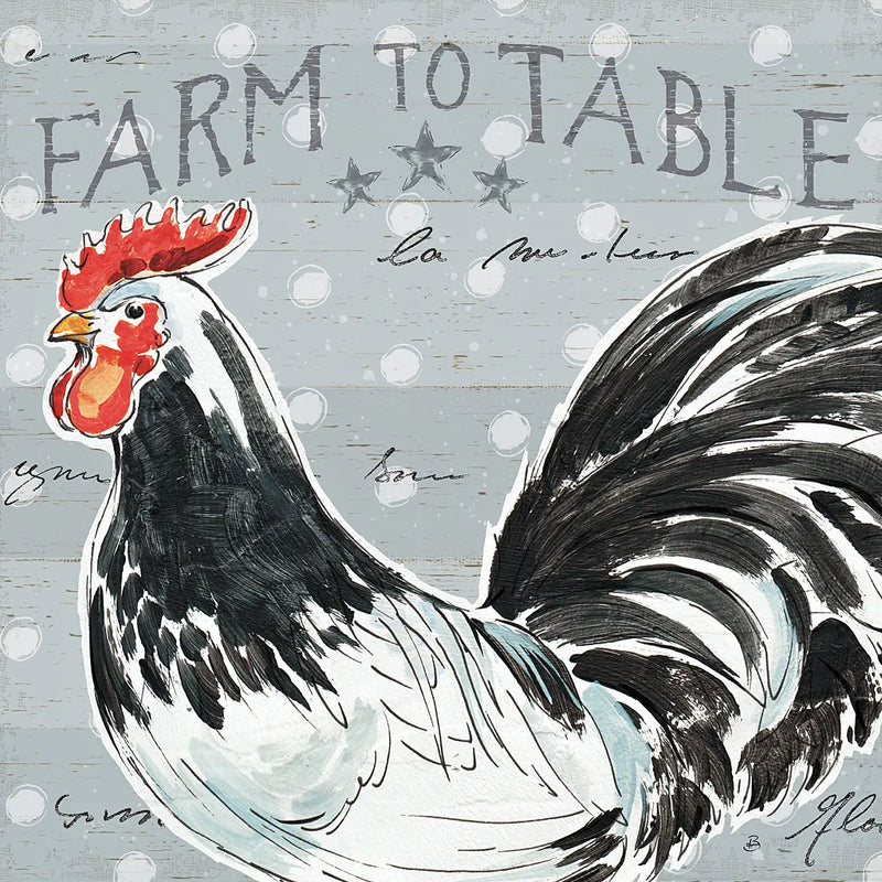 Roosters Call III by Daphne Brissonnet. SKU 37489a. Archival Giclee Fine art print for wall decor.