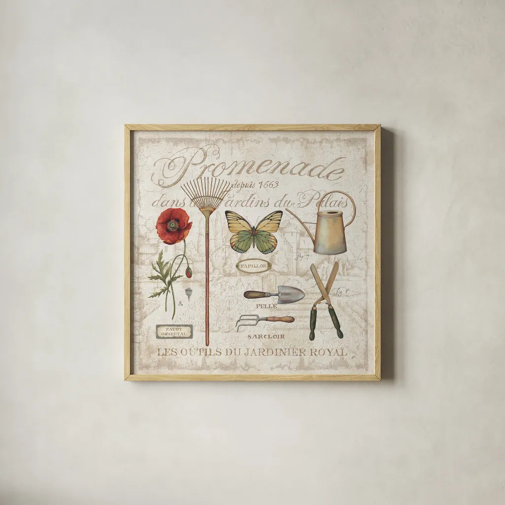 Royal Garden II by Daphne Brissonnet. Shown in a natural wood glass frame for a timeless modern aesthetic. Available as an archival giclee rolled canvas, fine art paper, or poster print. SKU 14798a.