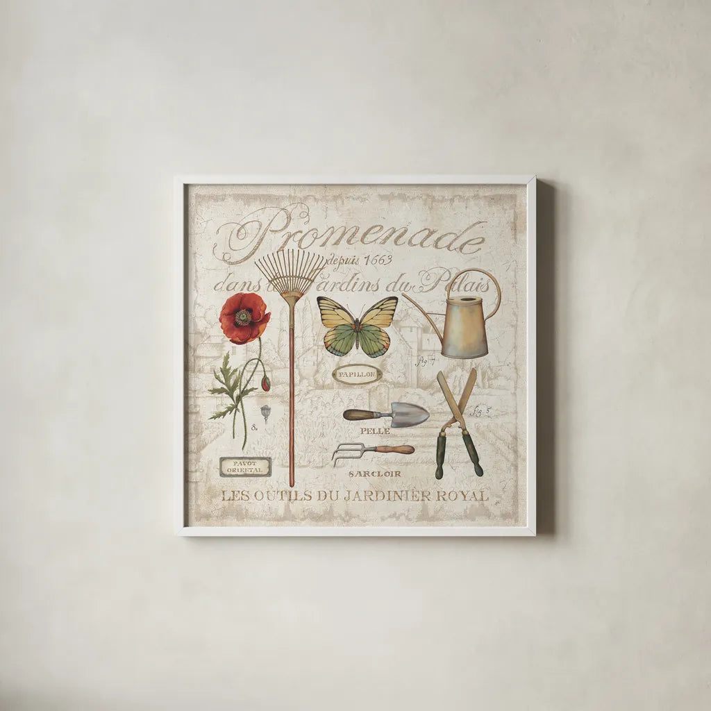 Royal Garden II by Daphne Brissonnet. Shown in a crisp white glass frame for a clean and minimalist style. Available as an archival giclee rolled canvas, fine art paper, or poster print. SKU 14798a.