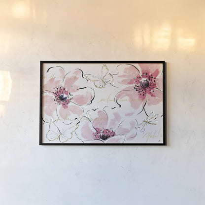 Simply Pink I by Daphne Brissonnet. shown as a paper print in a black flame. Available as a archival giclee rolled canvas, fine art paper, or poster print. SKU 41785i.