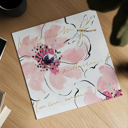 Simply Pink II by Daphne Brissonnet. Shown as a detailed flat fine art print, highlighting archival giclee quality. Available as an archival giclee rolled canvas, fine art paper, or poster print. SKU 41786a.