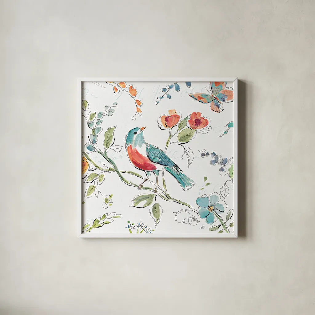 Soft Season III White by Daphne Brissonnet. Shown in a crisp white glass frame for a clean and minimalist style. Available as an archival giclee rolled canvas, fine art paper, or poster print. SKU 35013a.