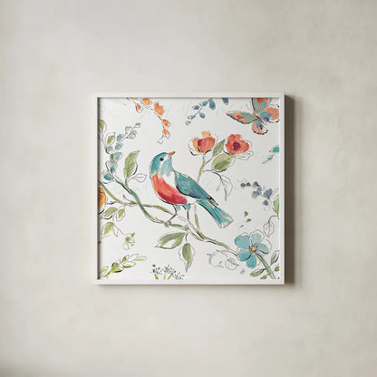 Soft Season III White by Daphne Brissonnet. Shown in a crisp white glass frame for a clean and minimalist style. Available as an archival giclee rolled canvas, fine art paper, or poster print. SKU 35013a.