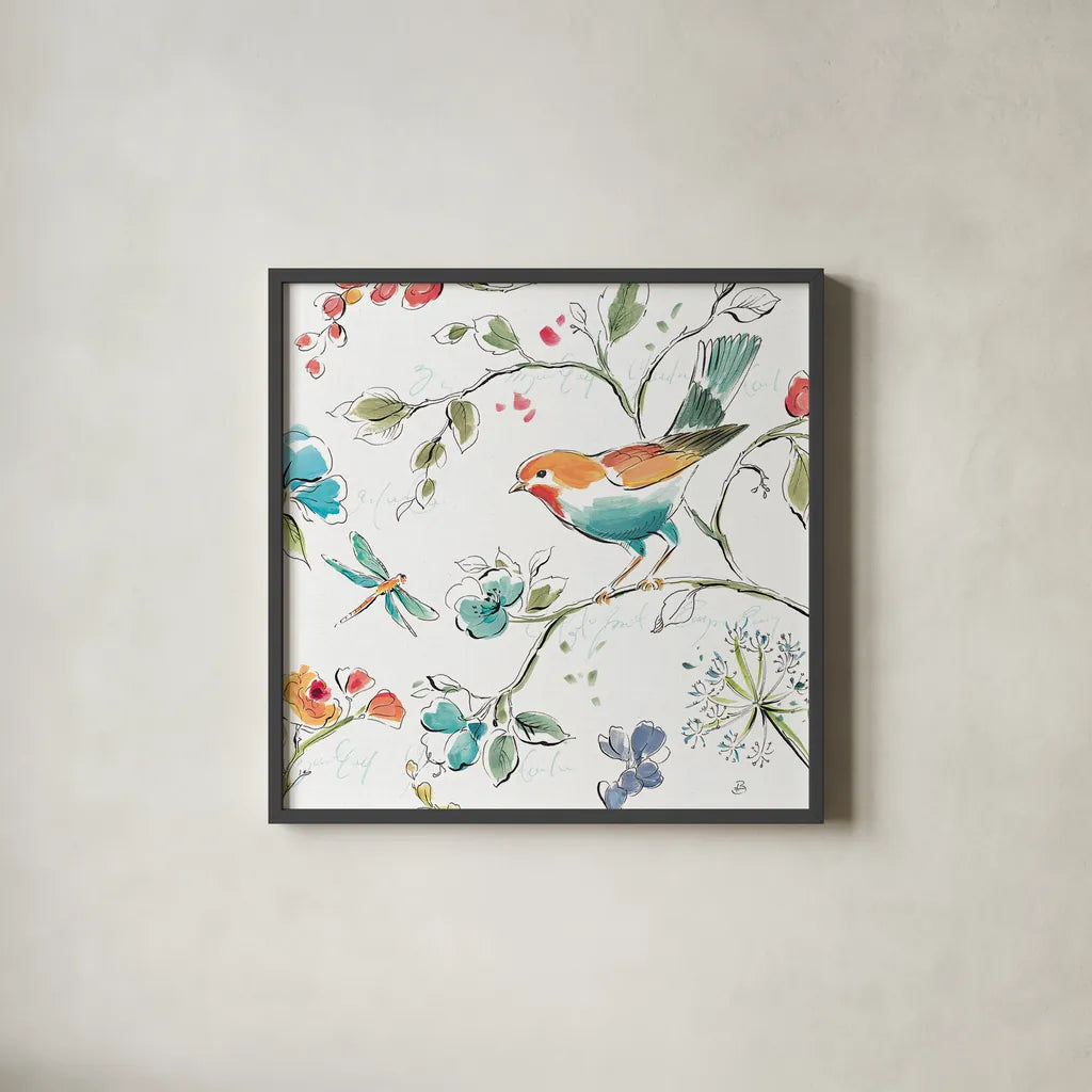 Soft Season IV White by Daphne Brissonnet. Shown in a sleek black glass frame for a contemporary gallery look. Available as an archival giclee rolled canvas, fine art paper, or poster print. SKU 35014a.