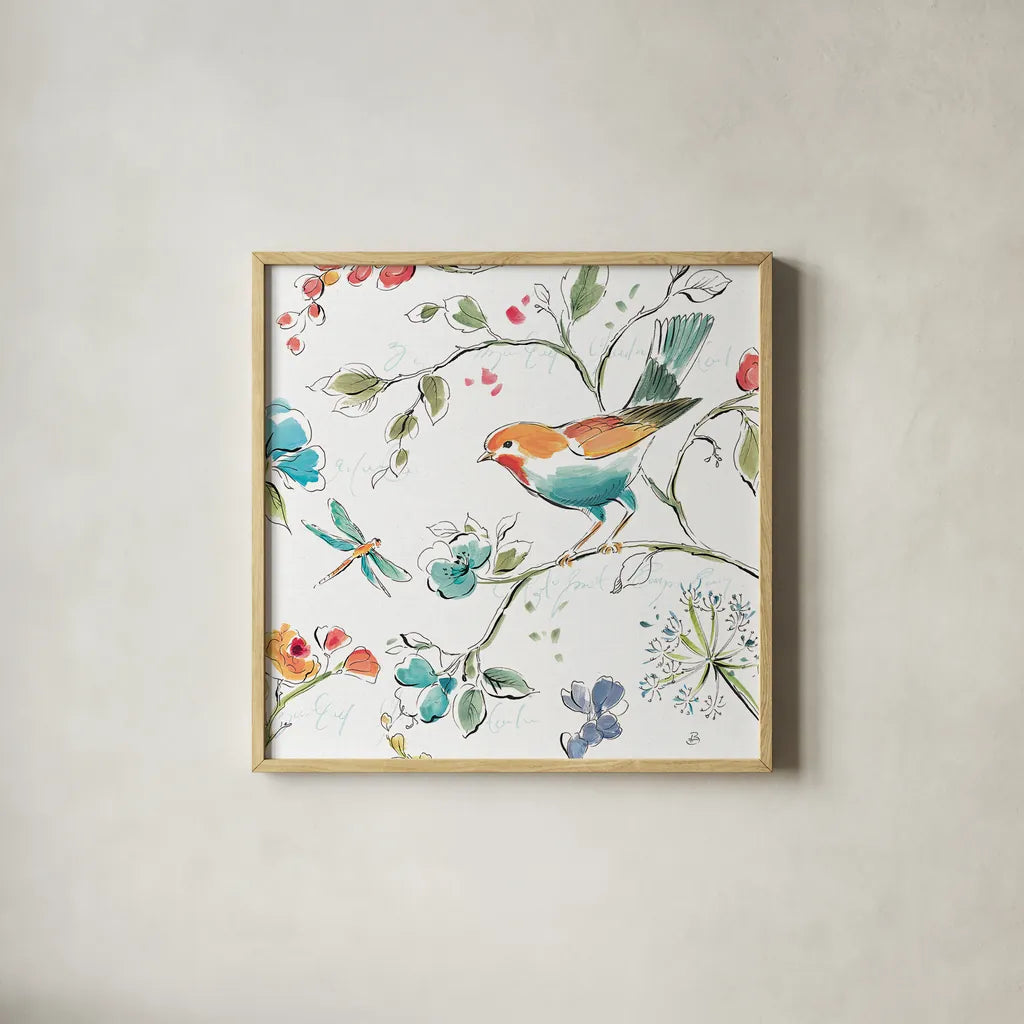 Soft Season IV White by Daphne Brissonnet. Shown in a natural wood glass frame for a timeless modern aesthetic. Available as an archival giclee rolled canvas, fine art paper, or poster print. SKU 35014a.