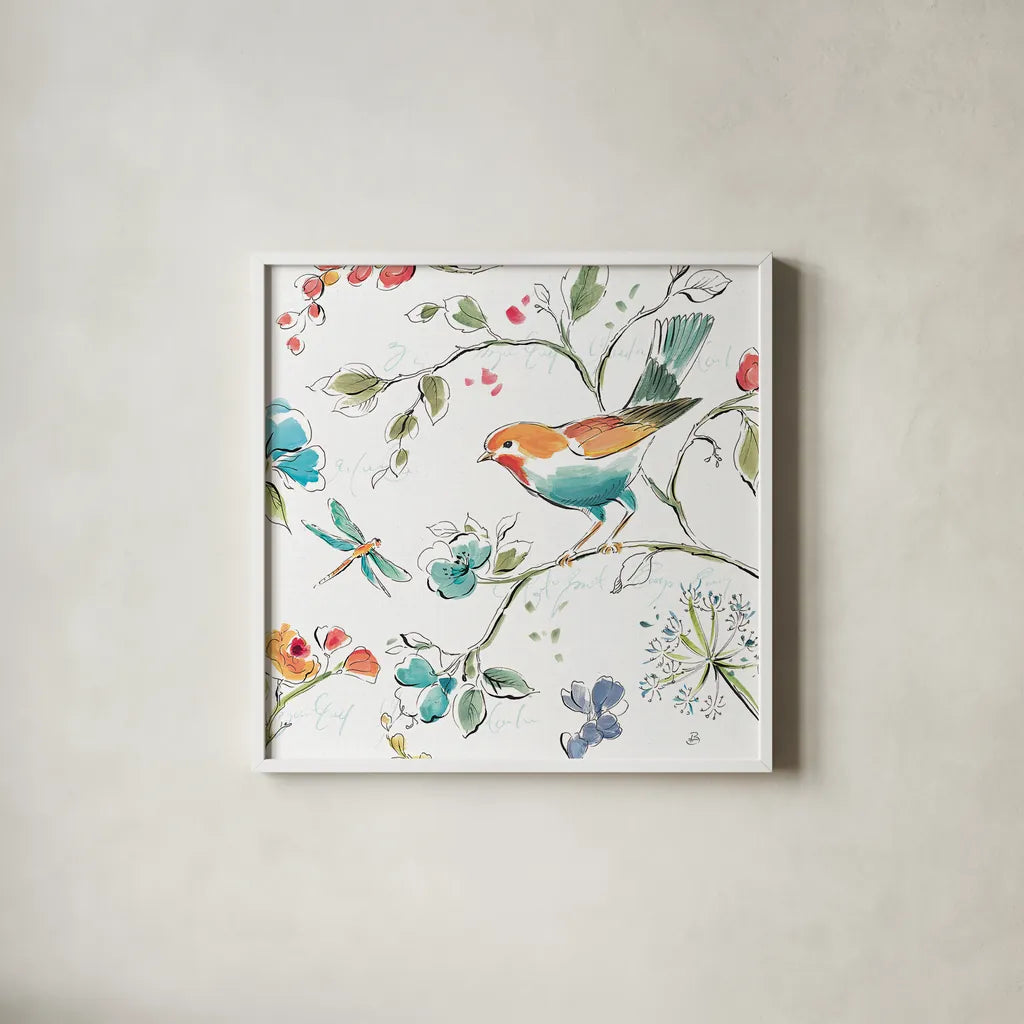 Soft Season IV White by Daphne Brissonnet. Shown in a crisp white glass frame for a clean and minimalist style. Available as an archival giclee rolled canvas, fine art paper, or poster print. SKU 35014a.